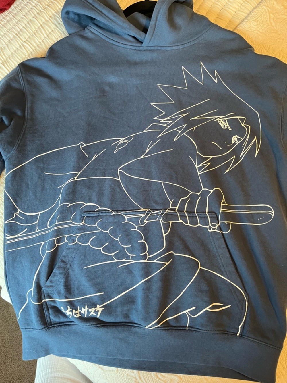 Hypland Sasuke Naruto Hoodie Medium Blue Anime Streetwear Rare